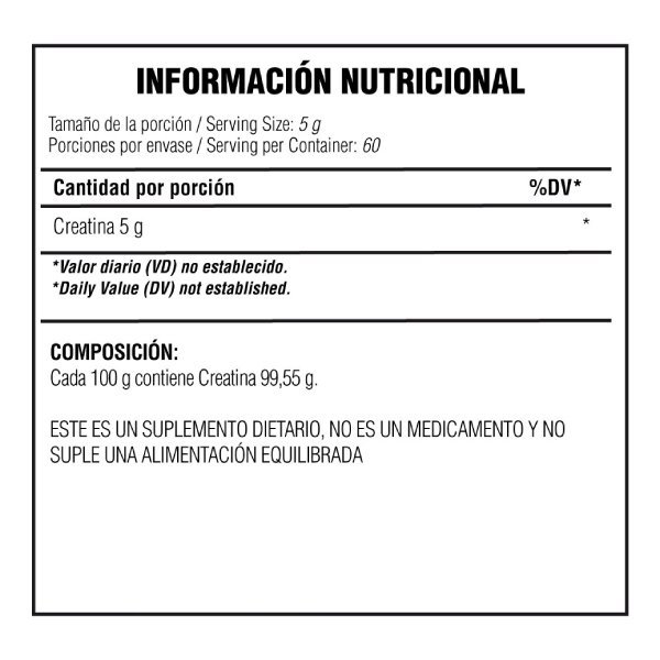 CREATINE VEXUS TABLA